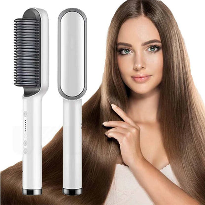 Escova Alisadora 5 em 1 | Alisa, Seca, Hidrata, Modela e Anti-Frizz | Bivolt